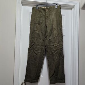 Vintage‎ Military Green Wool Pants Single Front Pocket 60s Men's 31x31